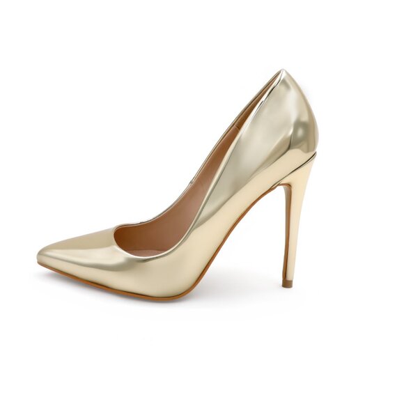 LURNYET GOLD METALLIC Women Pointed-Toe Pumps with Stiletto 4 inch Heels - Picture 2 of 4